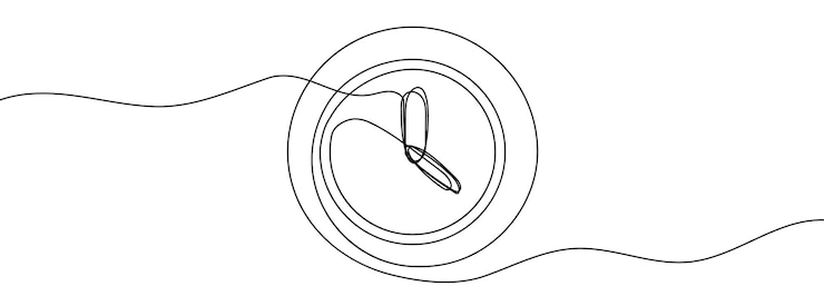 Vettore sagoma di disegno a una linea continua dell'orologio icona lineare dell'orologio