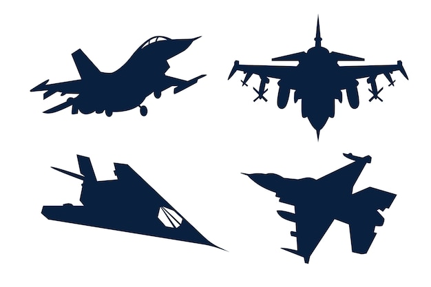 Sagoma di jet da combattimento design piatto