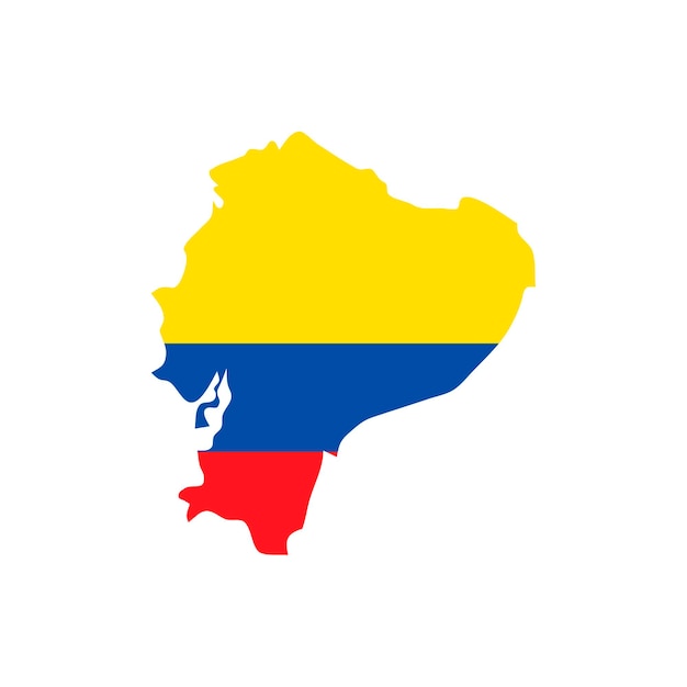 Sagoma mappa Repubblica dell'Ecuador con bandiera su sfondo bianco