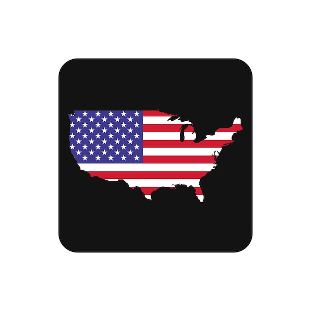 Sagoma mappa USA con bandiera su sfondo nero