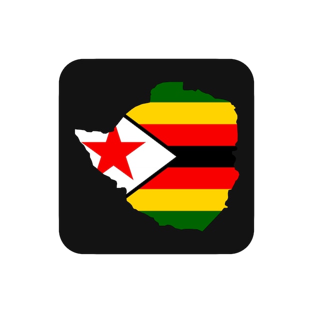Sagoma mappa Zimbabwe con bandiera su sfondo nero