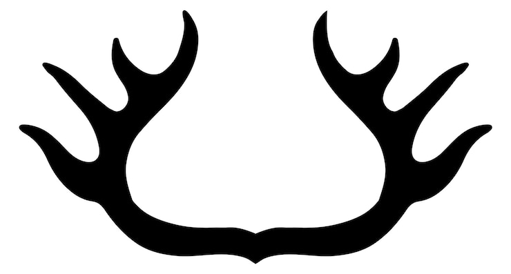 Vettore sagoma nera delle corna del topo logo dell'alce selvatico