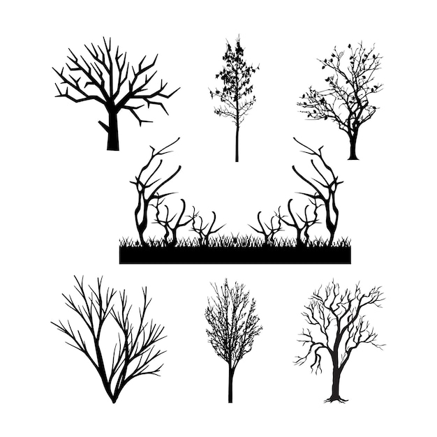 Sagome di alberi su sfondo bianco