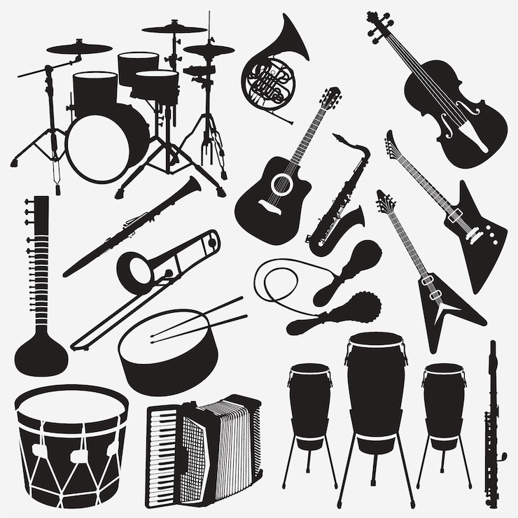 Vettore sagome di strumenti musicali