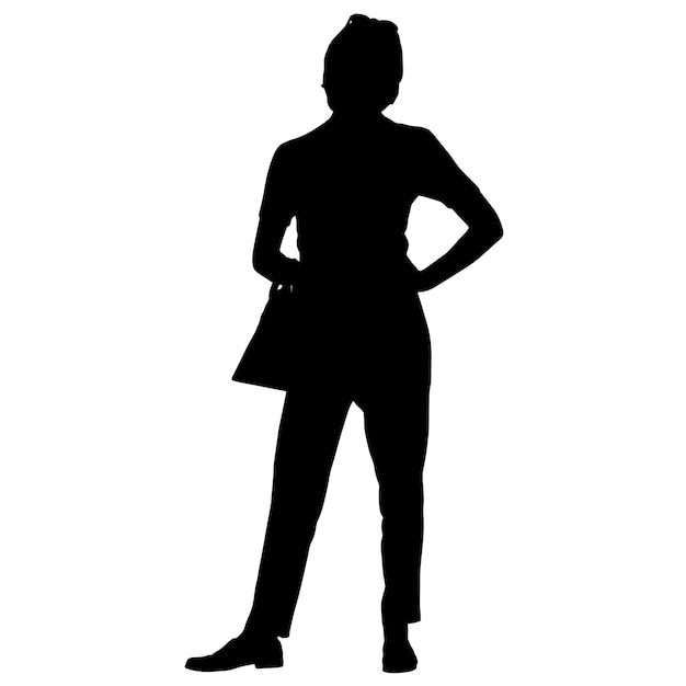 Sagome vettoriali di donne Forma di donna in piedi Colore nero su sfondo bianco isolato Illustrazione grafica