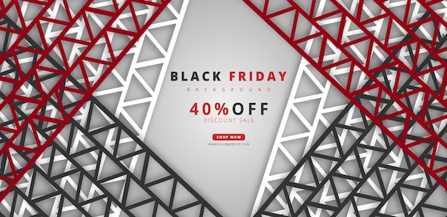 Saldi Black Friday 40 di sconto Sfondo con promozione offerta in scrittura rossa e stile nero Premium