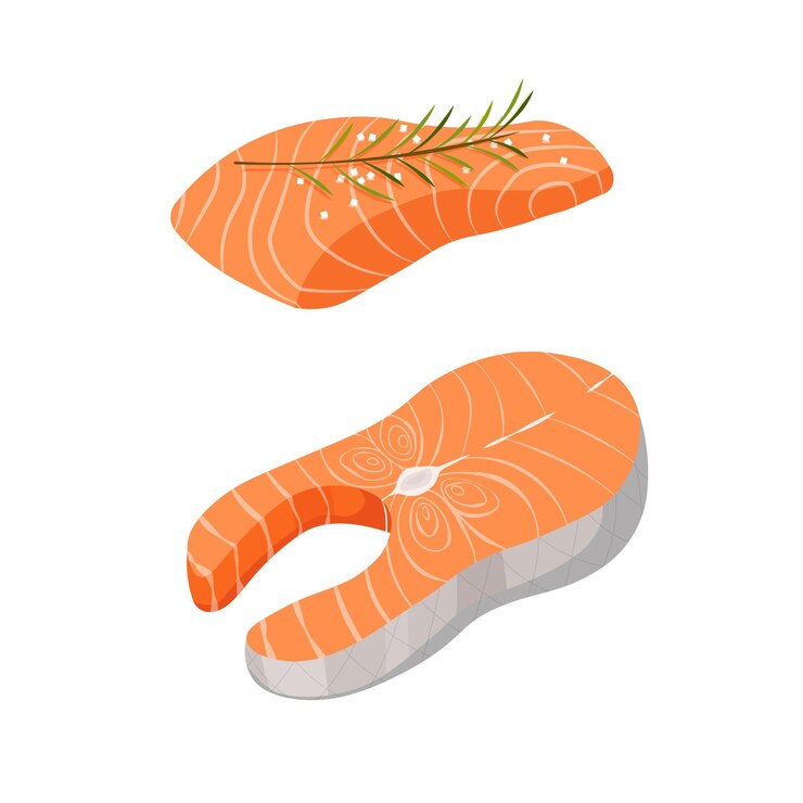 Salmone in stile piatto alla moda Filetto e bistecca di pesce rosso Prodotto a base di frutti di mare