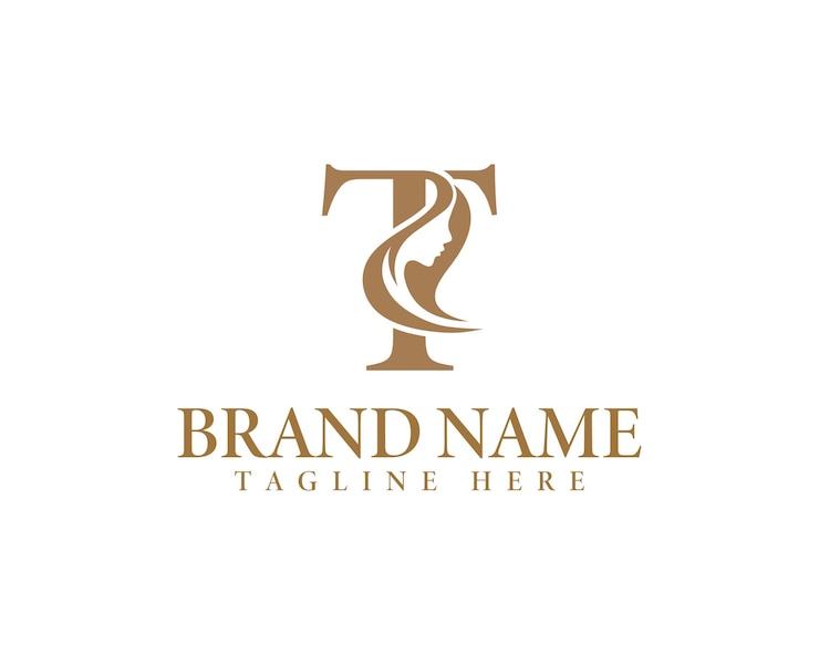 Vettore salone di bellezza parrucchiere e prodotto cosmetico logo vettoriale di lusso con lettera t