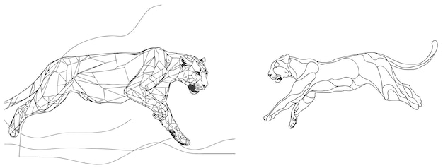 Salto di leopardo Disegno di una linea