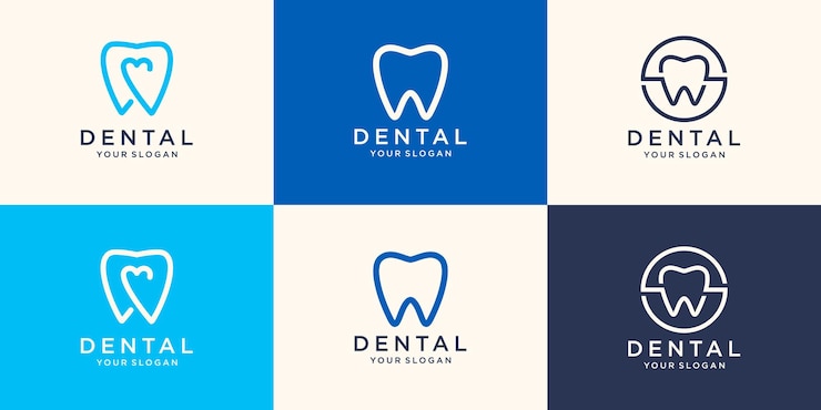 Salute dentale Logo design modello stile lineare. Logotipo di clinica odontoiatrica.