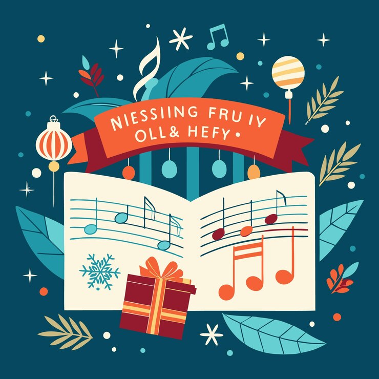 Vettore saluti di festa che suonano melodie classiche