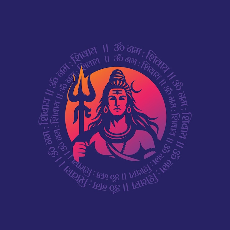 Vettore saluto di maha shivratri con l'illustrazione di lord shiva e il mantra om namah shivay