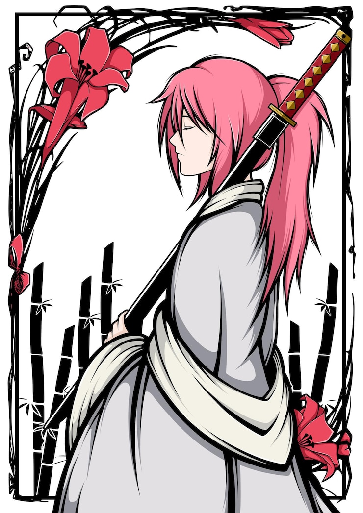 Vettore samurai girl illustration