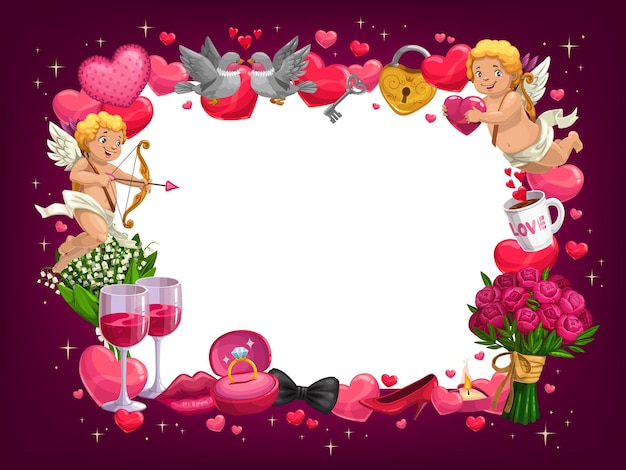 San Valentino amore cuori fiori e amorini
