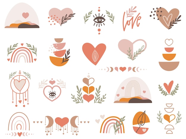 San Valentino clipart impostato con i cuori.