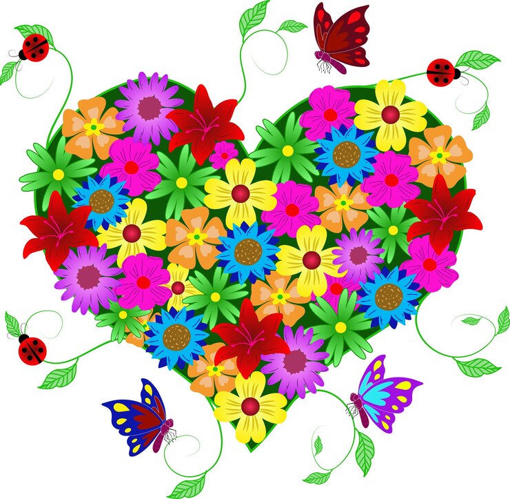 Vettore san valentino cuore di fiori