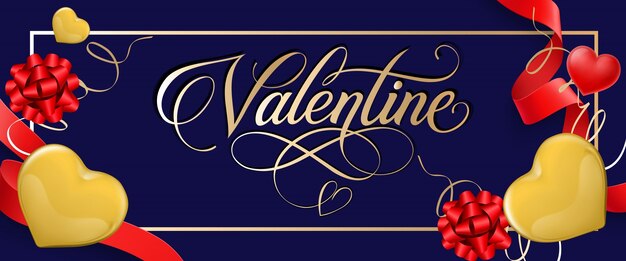 San Valentino Lettering in Frame con cuori