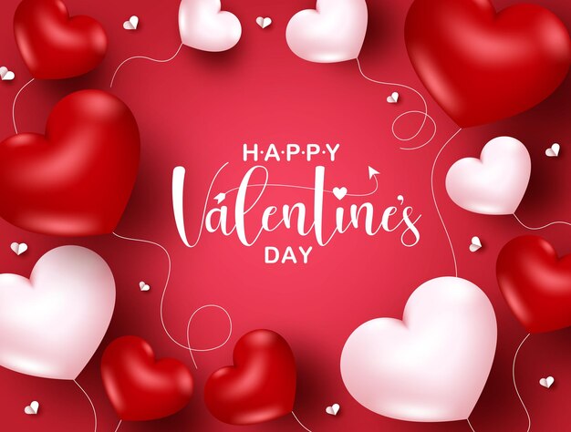 San Valentino sfondo banner vettoriale Buon San Valentino testo di saluto con palloncino cuore