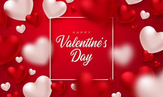 San Valentino sfondo composizione romantica con cuori e tipografia