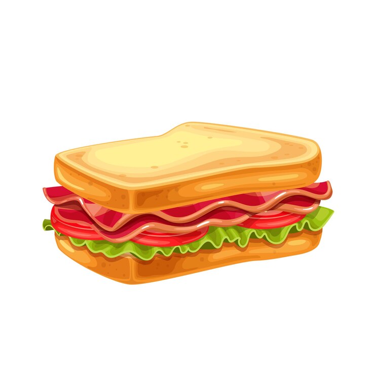 Vettore sandwich blt con pancetta, lattuga e illustrazione di pomodoro.