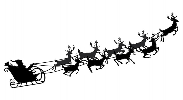 Santa volare in una slitta con le renne. illustrazione. oggetto.