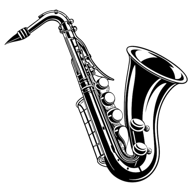 Vettore sassofono silhouette