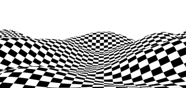 Scacchiera ondulata Concetto di scacchiera Effetto distorsione delle onde Illustrazione vettoriale