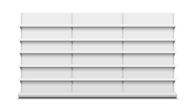 Scaffali di negozi vettoriali vuoti bianchi