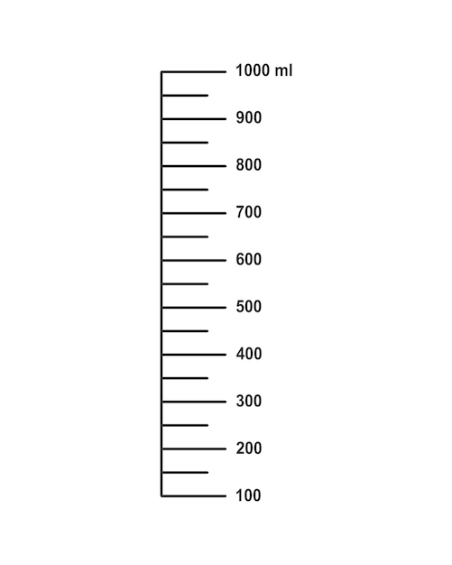 Scala con volume liquido di 1 litro o 1000 ml per misurare le tazze per la preparazione della cottura