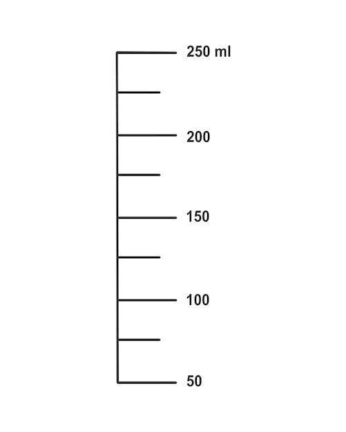 Scala con volume liquido di 200 ml per tazze di misurazione per la preparazione di bottiglie di cottura o di chimica