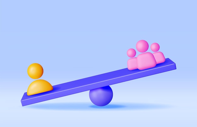 Scale 3D con avatar in piedi tra quelli del gruppo