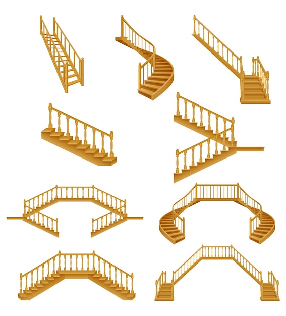 Scale per la casa all'interno del secondo piano in legno illustrazione vettoriale