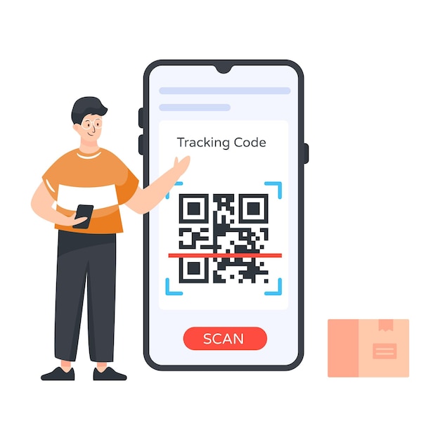 Scanner di codici QR nel vettore di design modificabile