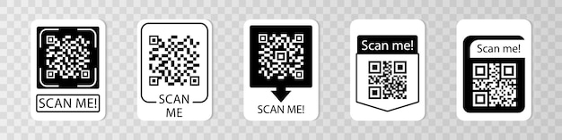 Scansiona la cornice del codice qr con l'ombra su uno sfondo trasparente