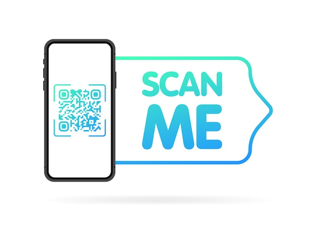 Scansione del mio segno schermo blu piatto del telefono codice qr sullo schermo scansione del codice qr scansione del mio marchio icona vettoriale