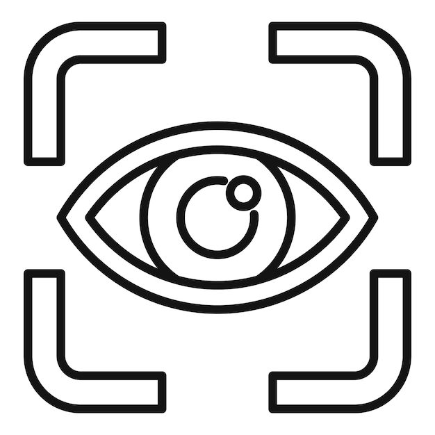 Scansione del vettore del contorno dell'icona dell'occhio Sistema di dati di accesso