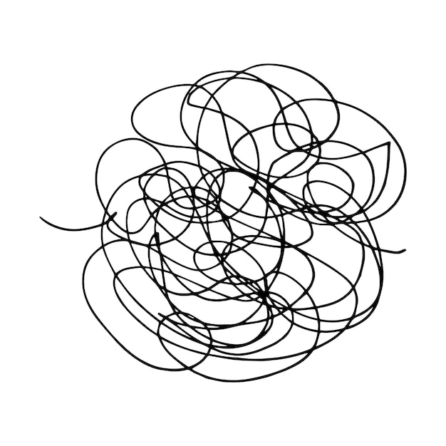 Scarabocchio aggrovigliato astratto doodle disegnato a mano Linee caotiche casuali vettoriali