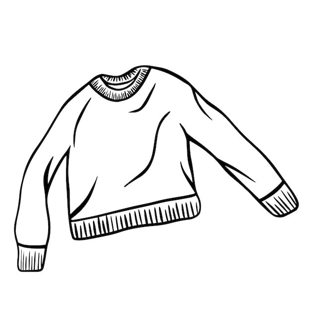 Scarabocchio nero di un maglione. Illustrazione del maglione disegnato a mano.