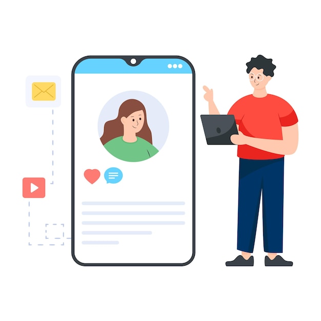 Scarica l'app social nella moderna illustrazione piatta