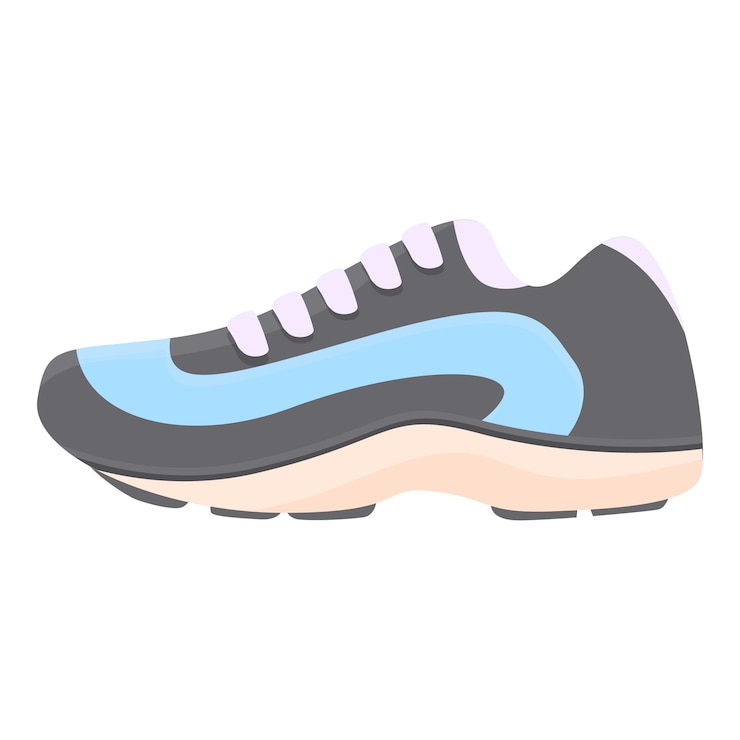 Vettore scarpe da corsa a strisce blu per attività sportive