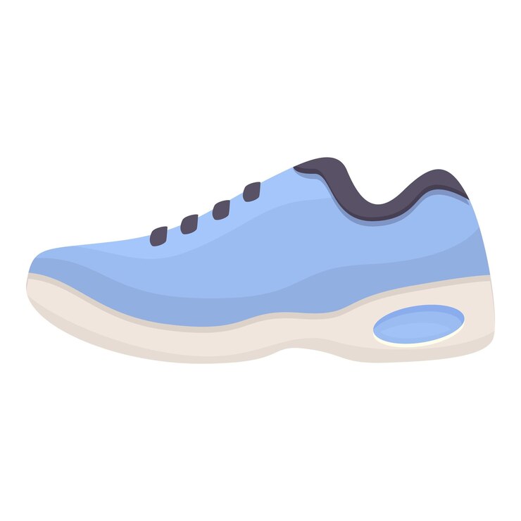 Vettore scarpe da ginnastica blu che offrono ammortizzazione e supporto per la corsa e lo sport