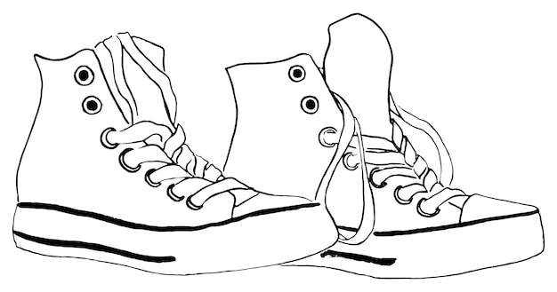 Scarpe da ginnastica monocromatiche in bianco e nero paio di scarpe vettore isolato