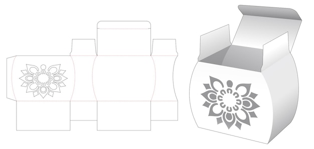 Scatola a forma di vaso con modello fustellato con motivo mandala stampato