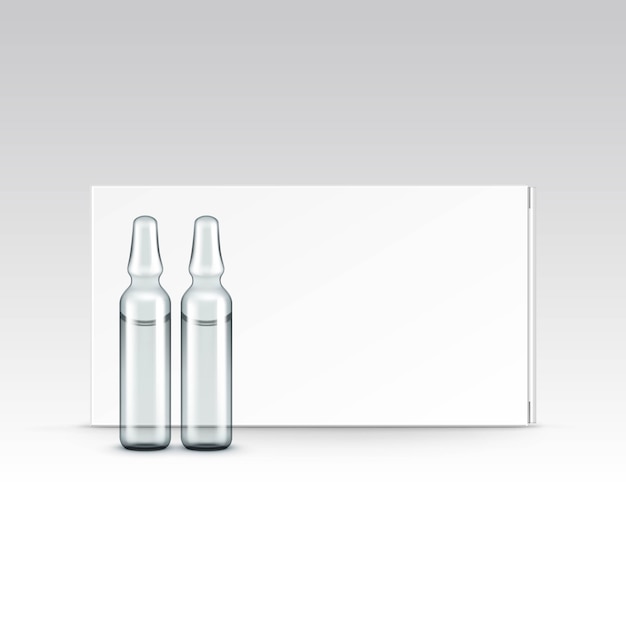 Scatola d'imballaggio in bianco di vettore per le ampolle isolate su bianco