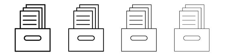 Vettore scatola di archivio con icona di documenti segno illustrativo piatto