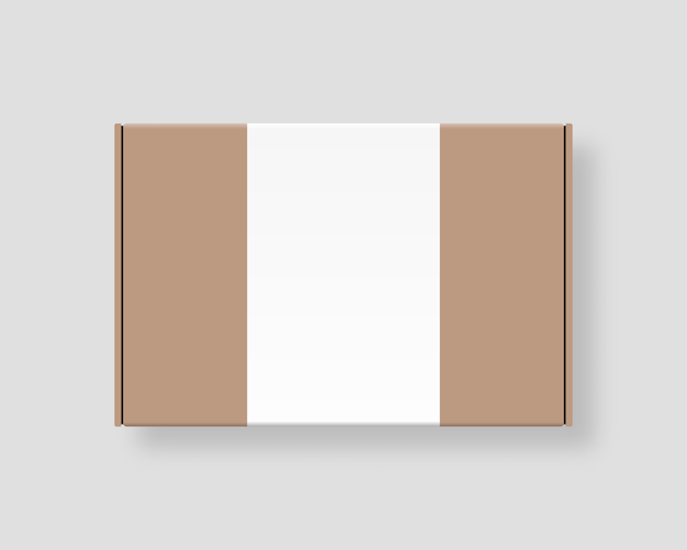Scatola di cartone realistica pacchetto vuoto. isolato. Modello di progettazione. Illustrazione realistica.