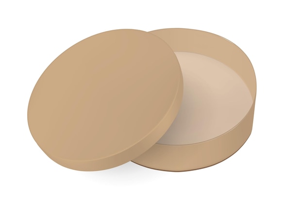 Scatola di cartone rotonda marrone con coperchio