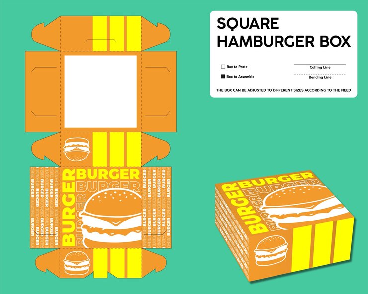 Vettore scatola quadrata per hamburger