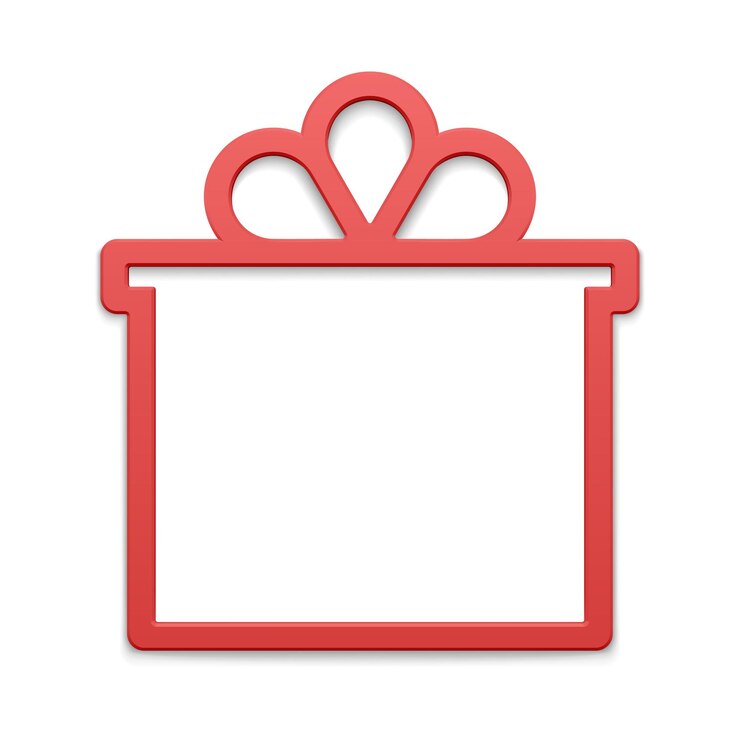 Vettore scatola regalo quadrata rossa classica con cornice sagomata del coperchio a forma di giocattolo realistico albero di natale vettore