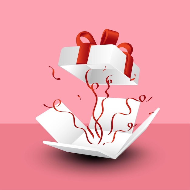 scatola regalo sorpresa cosparsa di nastro rosso fgdfgfdg